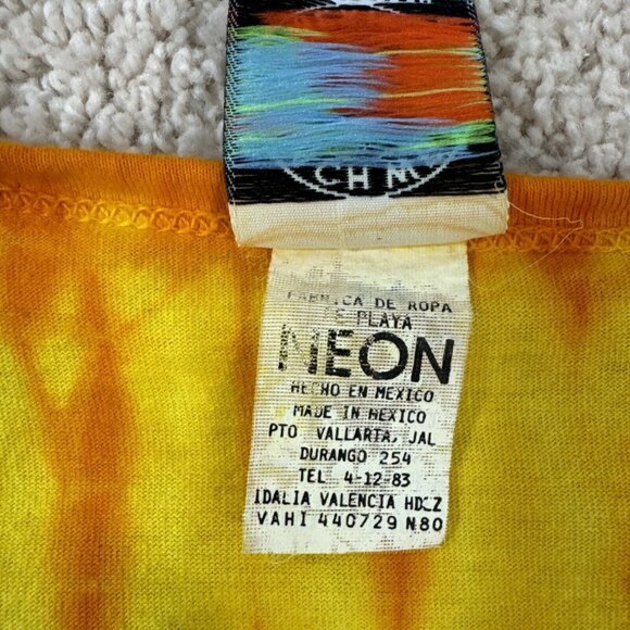 Neon BeachWear Mexico Womens Sundress Sz EX Yellow Orange Sleeveless Frills - Picture 9 of 12